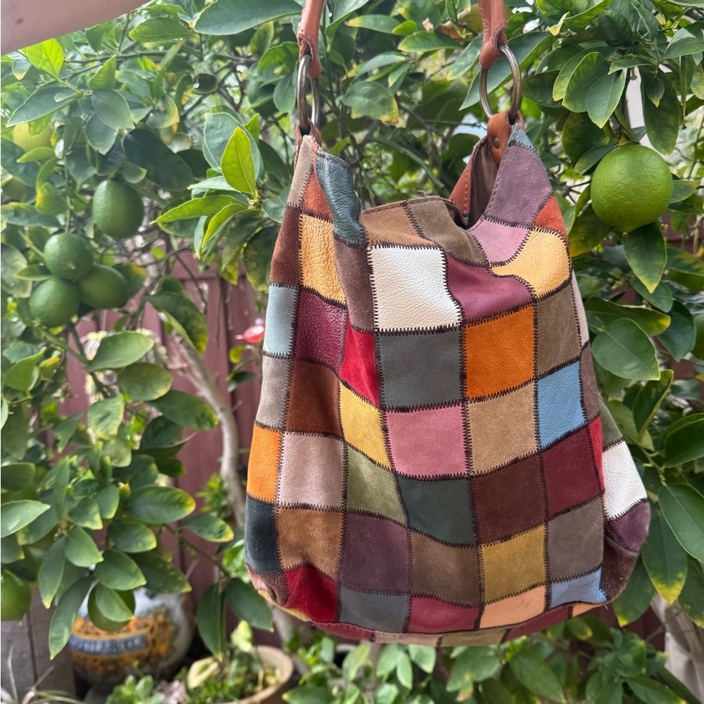 Lucky Brand Multicolor Patchwork Suede Shoulder B… - image 2